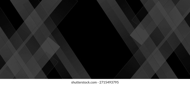 Black abstract background. Elegant dark diagonal shape elements. Modern luxury grey gradient graphic design.