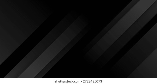 Schwarzer abstrakter Hintergrund. Elegante dunkle diagonale Formelemente. Modernes, luxuriöses Grafikdesign mit grauem Farbverlauf.
