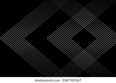 Black abstract background. Abstract elegant black background with shiny gold geometric lines. Luxury and gold gradient geometric shape graphic elements. Vector illustration.