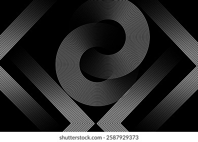 Black abstract background. Abstract elegant black background with shiny gold geometric lines. Luxury and gold gradient geometric shape graphic elements. Vector illustration.