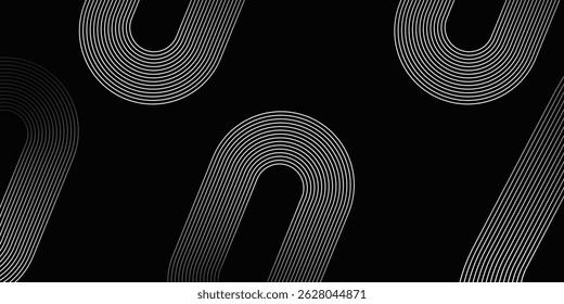 Black abstract background. Abstract elegant black background with shiny gold geometric lines. Luxury and gold gradient geometric shape graphic elements. Vector illustration.