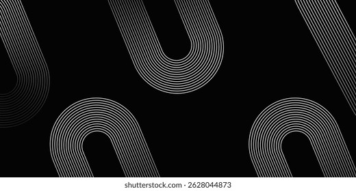 Black abstract background. Abstract elegant black background with shiny gold geometric lines. Luxury and gold gradient geometric shape graphic elements. Vector illustration.