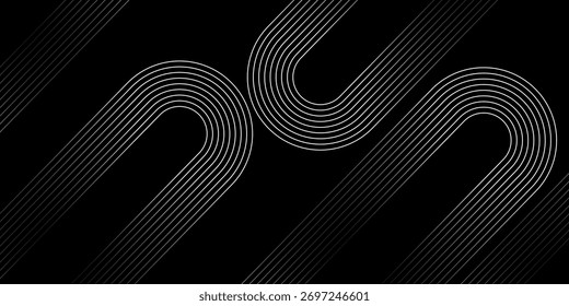 Fondo abstracto negro. Abstractas fondo negro elegante con líneas geométricas doradas brillantes. Elementos gráficos de forma geométrica de gradiente de oro y lujo. Ilustración vectorial.