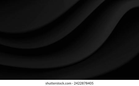 Fondo abstracto negro con patrones de flujo, tonos oscuros, ilustración vectorial.