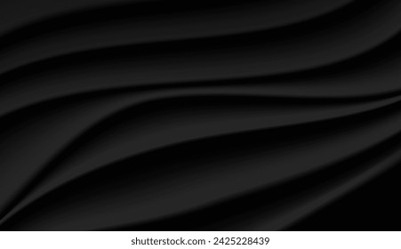 Black abstract background with flowing patterns, dark tones, vector illustration.