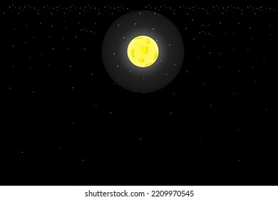 black abstract background with full moon and stars