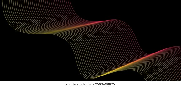 Black abstract background with futuristic pink  and light yellow glowing wave pattern shape design lines abstract background vector illustration. Luxury, graphic, digital marketing,company,business .