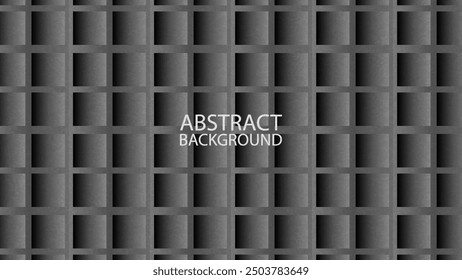 Black abstract background. Geometric shapes and holes brick block pattern style.Grainy texture.
