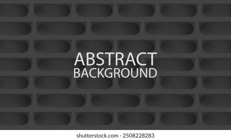 Black abstract background. Geometric shapes and holes brick block pattern style.Grainy texture.