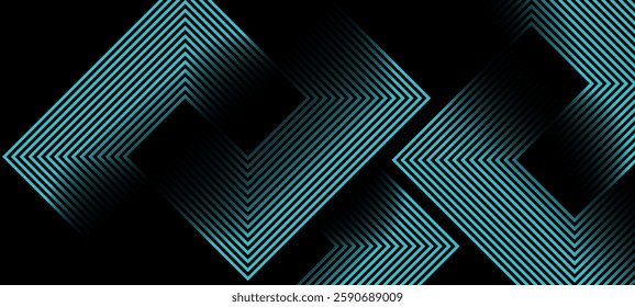 Black abstract background with geometric sky blue colour glowing lines design background vector illustration. Futuristic technology Luxury pattern. Perfect for modern projects, business,poster.