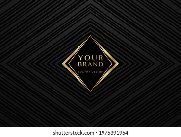 Black abstract background with geometry line pattern. Creative blank stripe vector backdrop for business, science, futuristic, technology concept