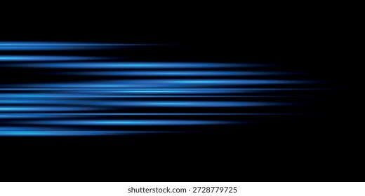 Fondo abstracto negro con efecto de líneas de neón azul brillante. Concepto de haz de luz de rayos solares aislados. Ilustración vectorial VOL. 2