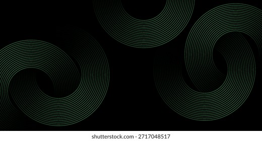 Fondo abstracto negro con líneas geométricas verdes brillantes. Moderno patrón de líneas redondeadas diagonales verdes brillantes. Concepto futurista. Traje para el cartel, Anuncio, folleto, tarjeta, corporativo, cubierta, Sitio web