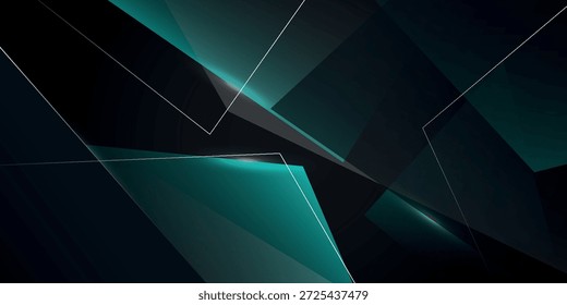 Fondo abstracto negro con diseño geométrico degradado verde y negro brillante. Diseño moderno y futurista con líneas abstractas blancas para cubiertas, Anuncios, folletos y Sitios web. EPS. 3