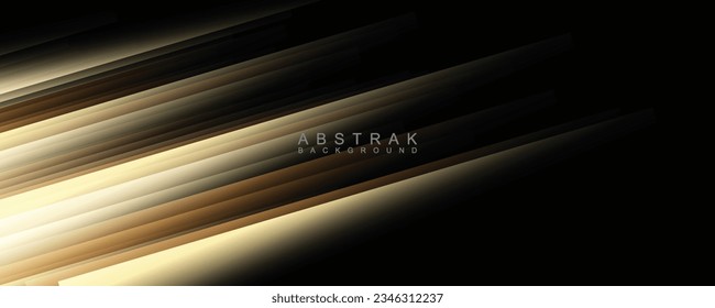 Black abstract background with glowing lines. Modern dark abstract banner design. Vector illustration