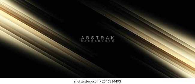 Black abstract background with glowing lines. Modern dark abstract banner design. Vector illustration