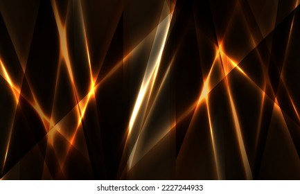 Black abstract background with glowing orange light lines. Modern futuristic abstract design background. Vector illustration