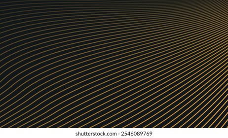 Fondo abstracto negro con líneas de curva de oro para el telón de fondo o presentación