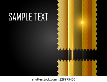 Black abstract background with gold element