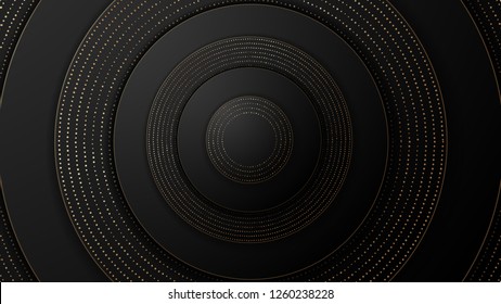 Black abstract background with golden dots texture. 

Vector illustration.