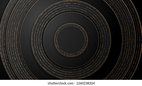 Black abstract background with golden dots texture. 
Vector illustration.
