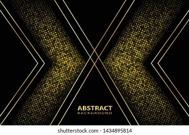 Black abstract background with golden glitters dots element decoration. modern design vector.