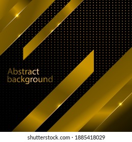 Black, abstract background with golden gradient.