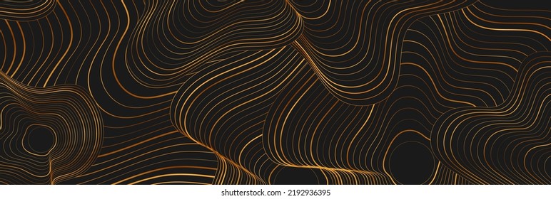 El fondo negro abstracto con un patrón ondulado refractado. Diseño de banner vectorial de adorno Art Deco