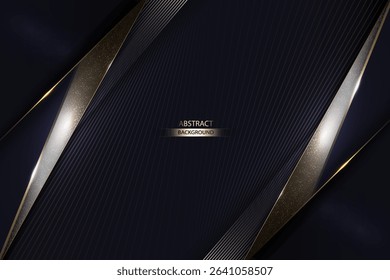 Black Abstract Background With Gradient Soft Golden Line and Sparkle. Elegant Black and Gold Abstract Background Vector Illustration.