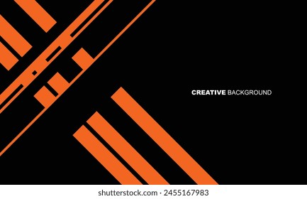 black abstract background with graphic element stripes orange color presentation background design