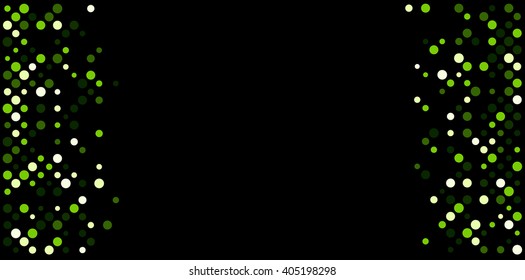 Black abstract background with green dots. Vector illustration.
