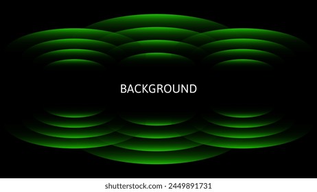 Black abstract background with green gradient ovals. Futuristic design