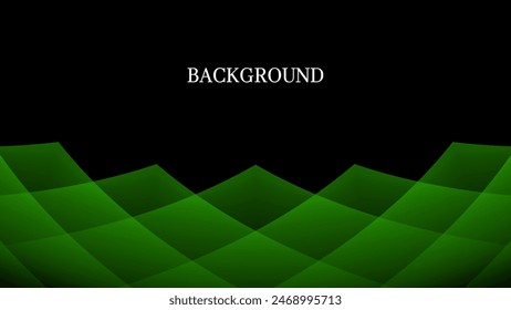Black abstract background with green rhombic pattern, net shape, modern geometric texture