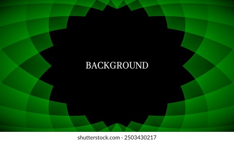 Schwarzer abstrakter Hintergrund mit grünem, rundem Rahmen, rhombisches Muster, Stein-Schnittform, modernes geometrisches Banner	
