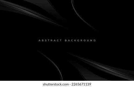 Black abstract background with grey lines. Vector illustration