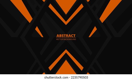 Fondo abstracto negro con formas y líneas grises y naranjas. Deportes modernos negros y anaranjados o juegos de fondo abstracto futurista. Ilustración vectorial.