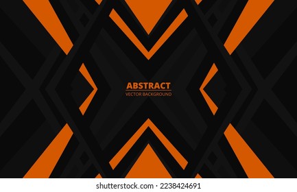 Black abstract background with grey and orange shapes and lines. Black and orange modern sports or gaming futuristic abstract background. Vector illustration.