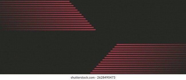schwarzer abstrakter Hintergrund mit halbtonroten Linien zartes Muster. Kleiner Lichtfleckkasten. Kurvenlinie, kosmischer Galaxienraum. Geburtstagsparty-Einladung.