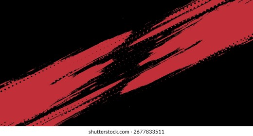 Black abstract background with halftone red dot pattern and black gradient grunge texture. Dotted line comic sports style vector illustration. VOL. 4