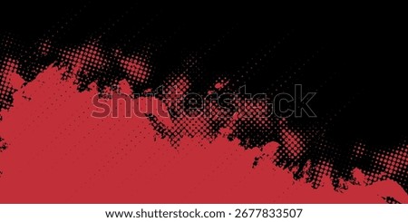 Black abstract background with halftone red dot pattern and black gradient grunge texture. Dotted line comic sports style vector illustration. VOL. 2