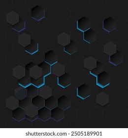 Black abstract background Hexagonal pattern