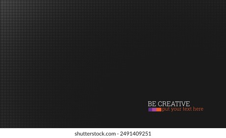 Black abstract background. Left top corner with halftone effect.