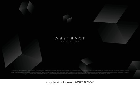 Fondo abstracto negro con fondo de pantalla oscuro de lujo en 4k. Diseño minimalista de formas geométricas de cubo 3d para póster, sitio web, presentación y banner vectorial