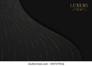 Black abstract background with luxury gradient geometric elements