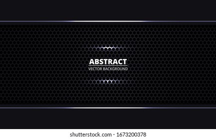 Black abstract background. Black metal texture steel hexagon grid background. Dark carbon fiber texture. Web design template vector illustration EPS 10.	
