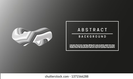 Black abstract background with minimal 3d shapes. Silver metal object.
