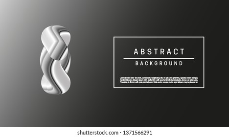 Black abstract background with minimal 3d shapes. Silver metal object.

