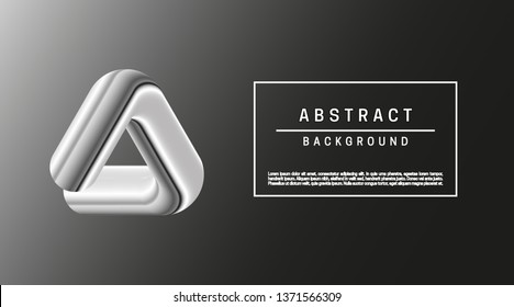 Black abstract background with minimal 3d shapes. Silver metal object.
