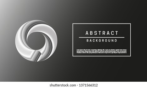 Black abstract background with minimal 3d shapes. Silver metal object.
