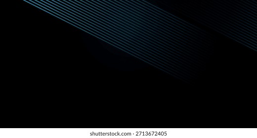 Fondo abstracto negro con líneas diagonales azules brillantes modernas. Ilustración vectorial EPS. 2
